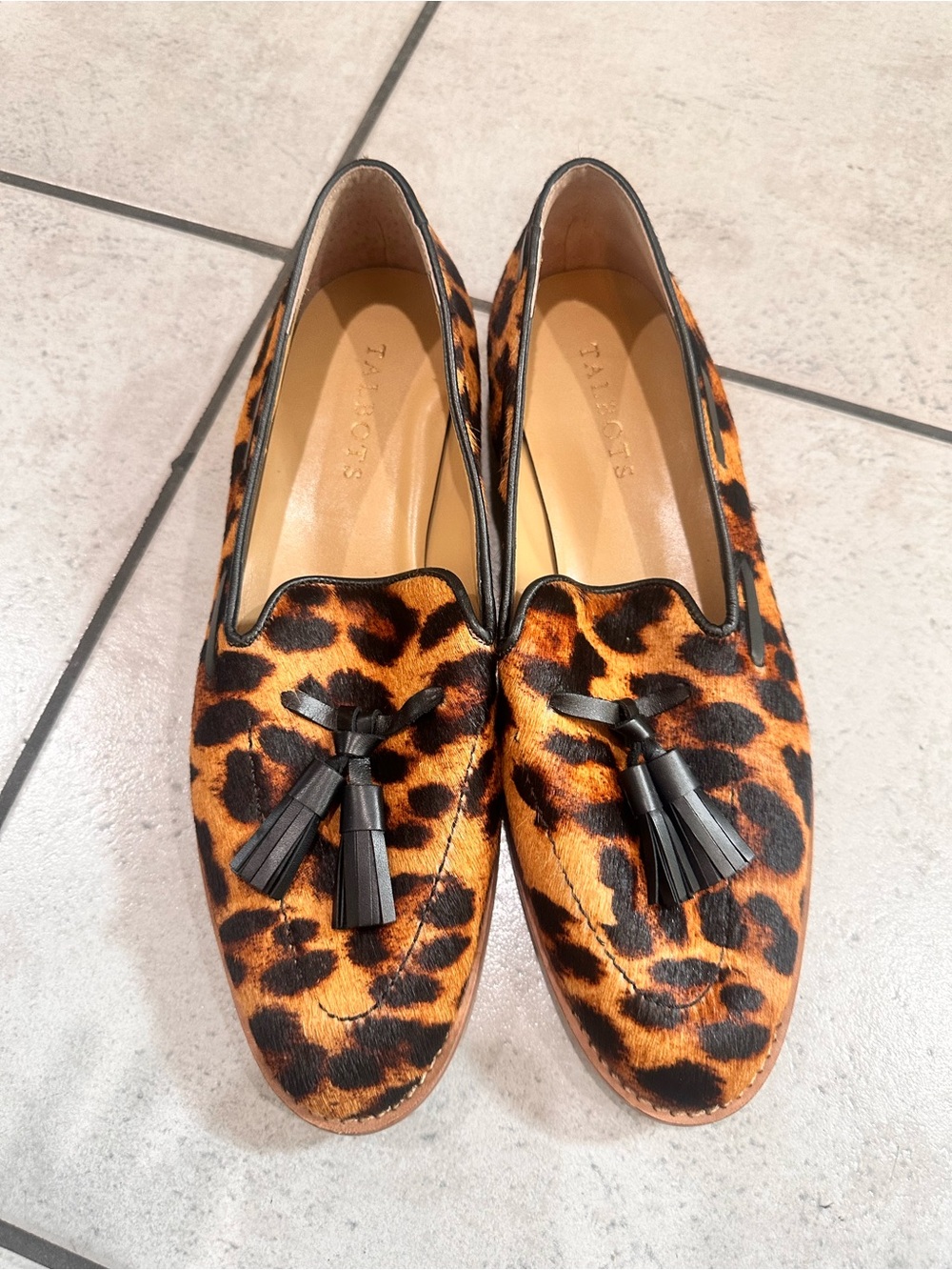 Talbots Leighton Tassel Loafers in Leopard Calf Hair Leather 8.5 - Picture 2 of 13